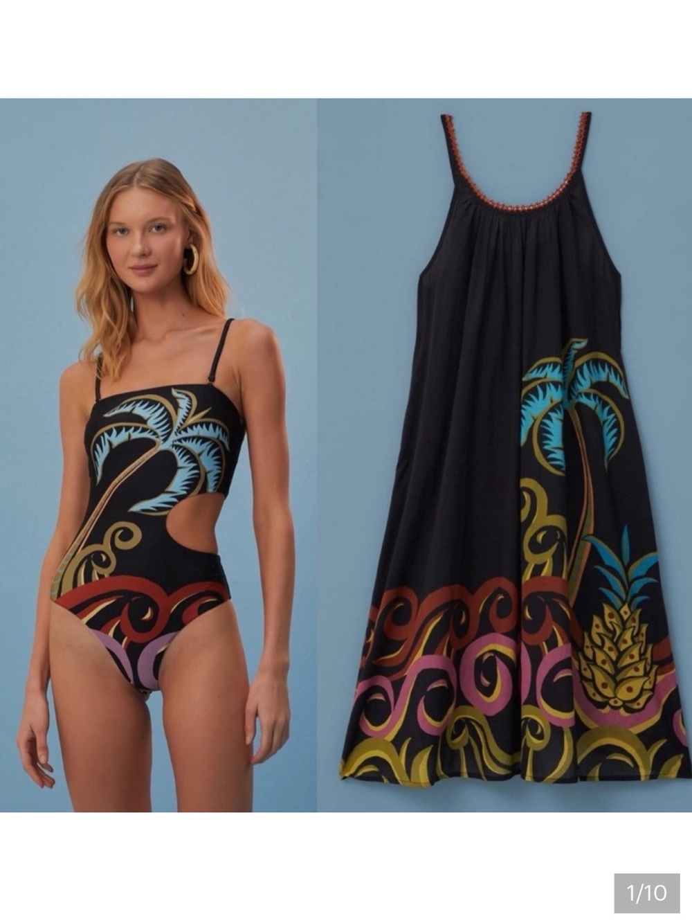 Farm Rio Pineapple Wave One Piece Swimsuit & Pineapple Wave Swim Cover Up